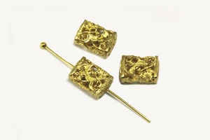 Perla de filigrana de latón macizo 11x8x5mm rectángulo alta calidad, M-94 - Imagen 1 de 2