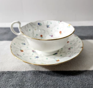 Vintage Radfords England Streublume Scroll Chintz Tasse & Untertasse Teetasse - Bild 1 von 8