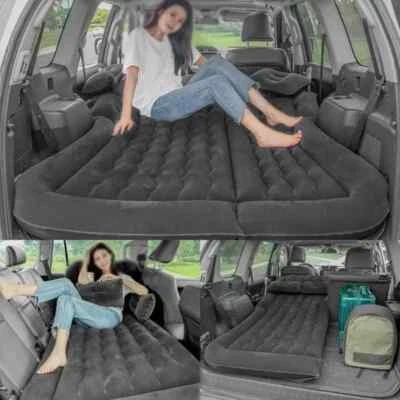 Matelas Voiture Gonflable Pliant + 2 oreillers Voiture SUV 174*126 Noir Foncé - Photo 1/4