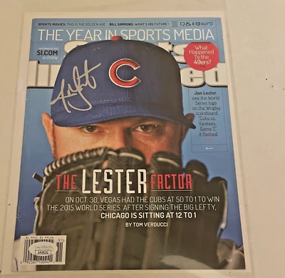 JON LESTER signed auto autographed Sports Illustarted No Lasbel Cubs JSA - Image 1 of 2