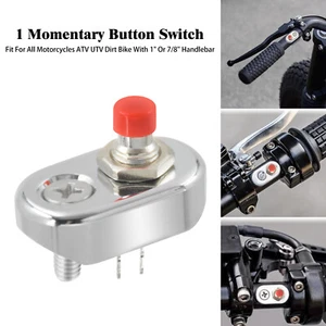 Chrome 1" 7/8" Handlebar Hand Momentary Button Switch Fit For Motorcycle Horn - Foto 1 di 1