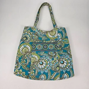 Bolso de Hombro Vera Bradley Pavo Real Paisley Acolchado Azul y Verde 17x14 Pulgadas - Imagen 1 de 9