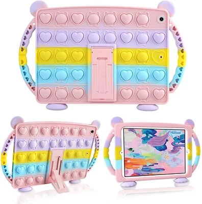 Kids iPad 6 / 5 / Air 2 & 1  9.7" Case Protective Cover with Stand, 3D Push Pop  - Image 1 of 4
