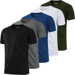 1/5 Pack Running Shirts Men Sport Tops Dry Fit Gym Wicking Athletic T Shirts Bre - Picture 1 of 12