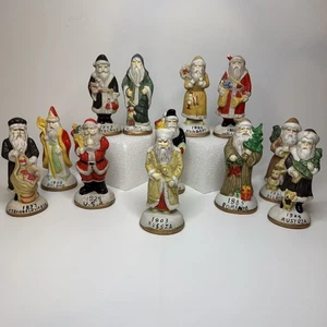 Juego de 12 porcelana pintada a mano vintage de Santas de todo el mundo de 1996 - Imagen 1 de 12