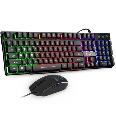 RK101 Computer Keyboard Mouse Combo Wired, RGB Backlit USB Keyboard for PC Ma... - Image 1 of 4