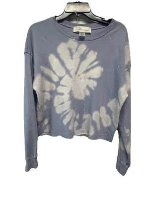 Vintage Havana Sweatshirt Top Shirt Womens Raw Hem White Blue Tie Dye Size M - Image 1 of 4