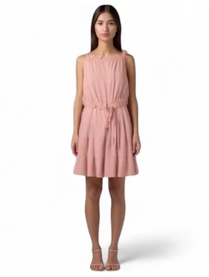 Vestido Sage Collective Mini en Niveles Halter Correas de Espagueti Rosa Talla 8 Foto 1 de 4