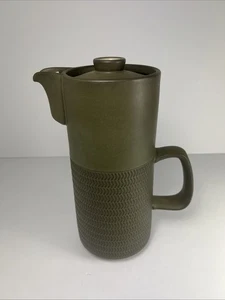Denby - Chevron - hohe Kaffeekanne - 2,25 Pints - Khaki Grün - Retro - Steinzeug - Bild 1 von 10