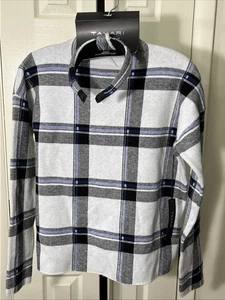 Tahari Pullover Pulli & Stirnband Set Gr. Small kariert schwarz blau weiß Neu mit Etikett - Bild 1 von 5