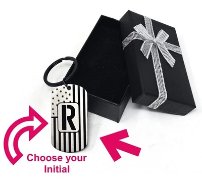 Llavero inicial personalizado regalo de Navidad para él su etiqueta de perro acero inoxidable Foto 1 de 4