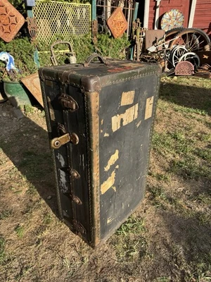 Винтажный паровой шкаф багажник 41 дюйм 22 дюйма 14 дюймов багажник вагона поезда 1940-е - Изображение 1 из 4