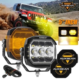 AUXBEAM 2pcs 5" Side Shooter LED Work Light Amber DRL Turn Lamp+Cover For Dodge - Picture 1 of 12