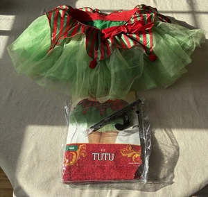 Weihnachten Elfe Tutu Rock grün rot Gummizug Einheitsgröße - Bild 1 von 5