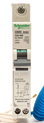 SCHNEIDER MG 26860 RCBO 20A 10kA 30mA C-CURVE TYPE AC C20 C60HC20R30 VAT INC - Image 1 of 4