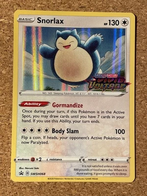 Snorlax Holo SWSH068 Prerelease Sword & Shield Promo Pokemon Card Vivid Voltage  - Image 1 of 4