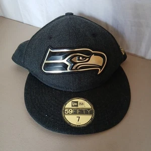 Seattle Seahawks Logo Hat Fitted 7 New Era 59Fifty Grey Baseball Cap - Gebraucht - Bild 1 von 8