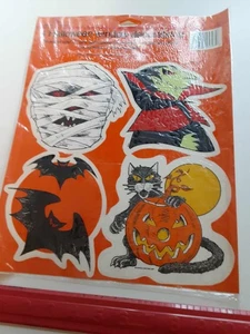 Vecchia confezione originale vintage 4 auguri americani Halloween decorazioni finestra - Foto 1 di 8