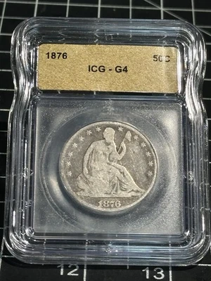 1876 Seated Liberty Half Dollar 50c ICG G4 - Image 1 of 2