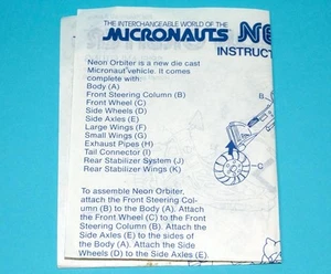 MICRONAUTS ORIGINAL SPARE INSTRUCTIONS NEON ORBITER USA 1978 MEGO CORP LION ROCK - Bild 1 von 4