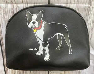 Marc Tetro Boston Terrier illustrazione cane borsa cosmetica sacchetto trucco astuccio righe - Foto 1 di 9