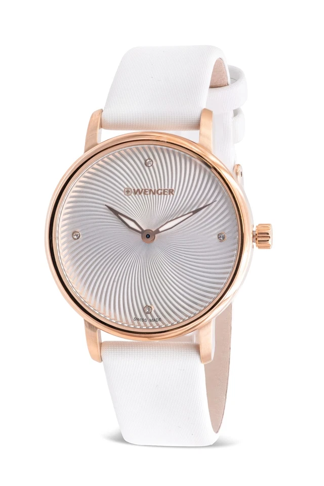 Wenger Women's Urban Donnissima White Satin Watch 01.1721.101 Gold 35mm