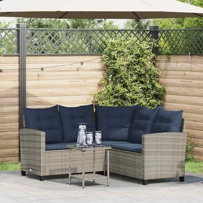 Garden Sofa Grey PE rattan Medium Adjustable Feet - Image 1 of 4