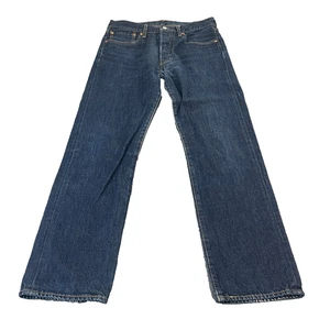 Levi's 501 Mens Jeans Regular Straight 32 30 Dark Wash Blue Button Fly - Picture 1 of 11