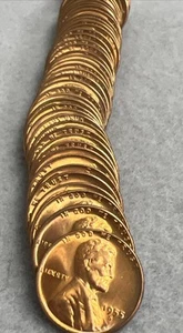 S Brillante 1955 sin circular 1 centavo Lincoln Wheat Pennies BU rollo un centavo - Imagen 1 de 4