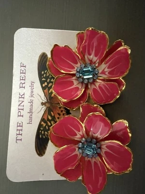 Anthropology Large Floral Earrings Boho - Image 1 of 2