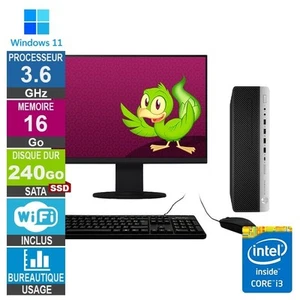 HP 800 G5 SFF i3-8100 3.60GHz 16Go/240Go SSD Wifi W11 + Ecran 20 - Photo 1/1
