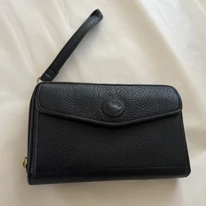 Dooney And Bourke Borsa Trucco Pelle Ciottolata Borsa Pochette Nera - Foto 1 di 15