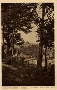 Ak Schwarzenberg im Erzgebirge Sachsen, Schloss, Kirche, Bäume,... - 4769988 - Picture 1 of 2