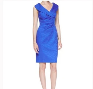 Kay Unger Royalblau Cocktail Etuikleid Schalkragen Knielang Damen 4 - Bild 1 von 6