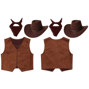Kids Boys Girls Tops Fairytale Cowboy Medieval Cowgirl Fancy Dress Up Halloween - Picture 1 of 13