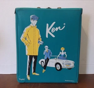 Vintage 1960 Brunette Ken Doll w/ Green 1962 Mattel Case & 11 Accessories - Picture 1 of 19