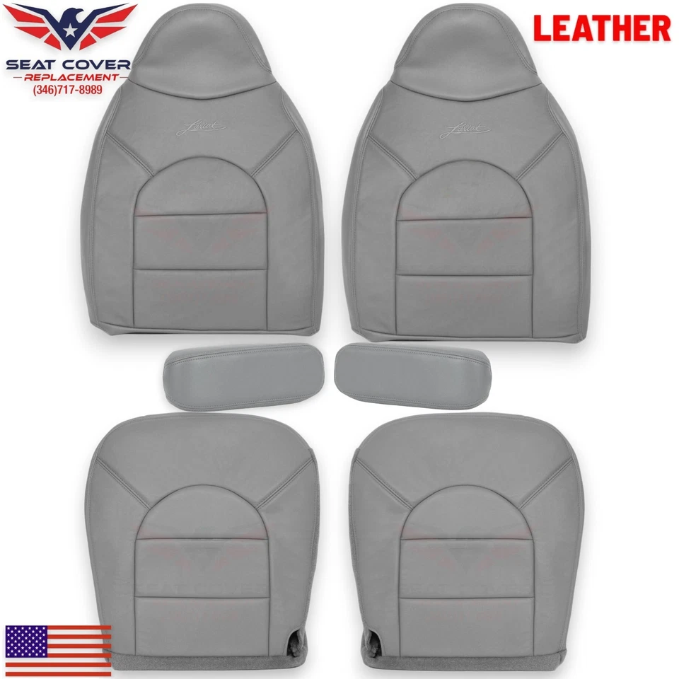 Fundas de asiento completas para Ford F250 Lariat Super Duty 1998-2000 gris cuero genuino Foto 1 de 4