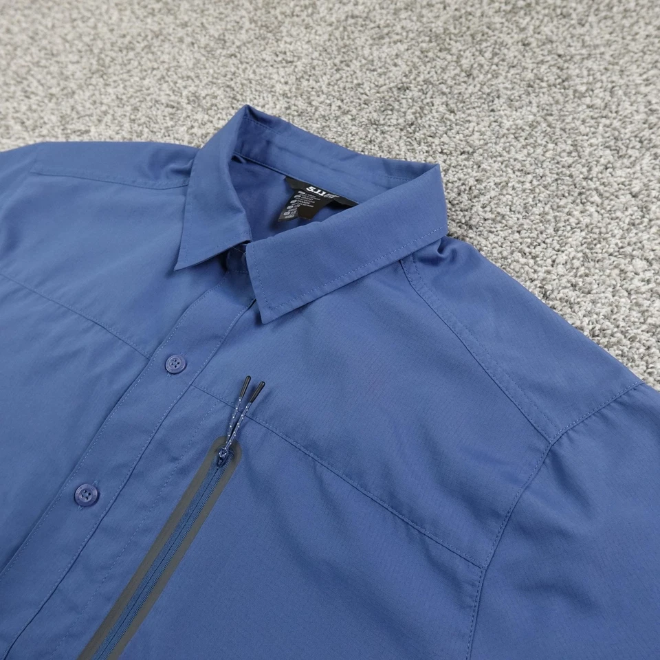 5.11 Tactical Shirt Mens L Blue Marksman Utility Short Sleeve Button Up UPF 50 - Image 1 of 4