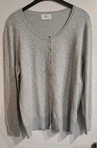 Damenstrickjacke, Gr.L, grau mit weißen Punkten - Bild 1 von 2
