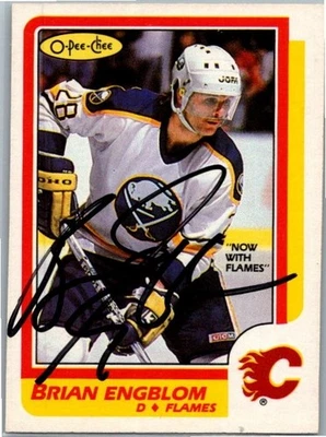 1986-87 -Brian Engblom- O-Pee-Chee Autograph/Signed/Auto Hockey Card #40 Flames - Image 1 of 2