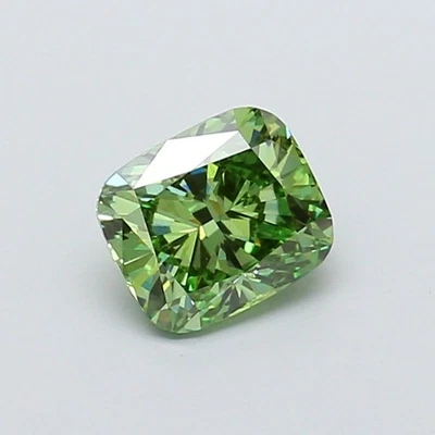 Cushion Cut 1.35 Ct Lab Created IGI Certifide Diamond Fancy Vivid Green VS1Gift - Image 1 of 4