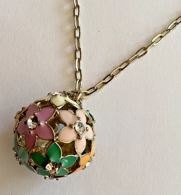 "Collar Betsey Johnson racimo de flores rosa verde azulado lila esmalte cadena 28"" encanto nuevo con etiquetas" Foto 1 de 4