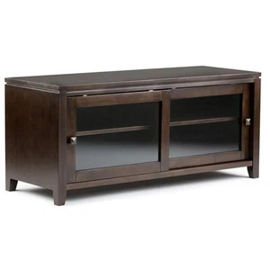 Simpli Cosmopolitan Wood 48"W TV Media Stand For TVs upto 50" in Mahogany Brown - Picture 1 of 10