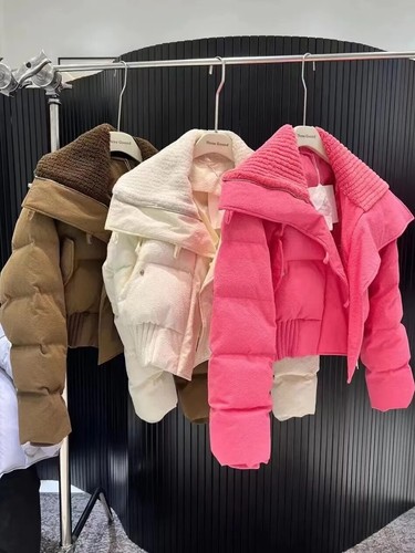 OFF WHITE Giacca donna invernale rosa vita alta corta cotone 2023 nuova moda