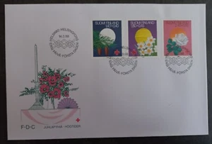 1988 Finland Red Cross Charity FDC ties 3 Stamps cd Helsinki - Picture 1 of 2