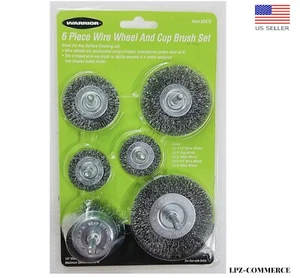 6-teiliges Drahtbürsten-Set 1/4 Zoll Schaft Bohrmaschine Rad Topf Entgrater Entfernen Rost Gecrimpt - Bild 1 von 3