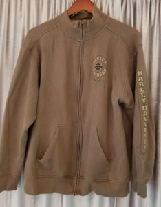 Men's Harley Davidson Brand Full Zip Sweatshirt Brown Twin Cities,  XL - Picture 1 of 8