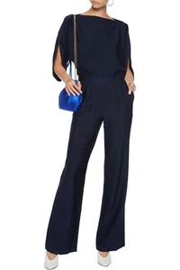 Jumpsuit Größe 14 Diane von Furstenberg mitternachtsblau Dezi Crepe de Chine neu mit Etikett - Bild 1 von 3