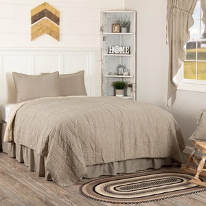 Sawyer Mill Charcoal Ticking Stripe California King Quilt Country Farmhouse - Picture 1 of 4