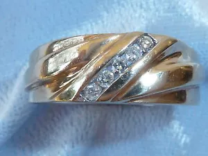 Cinturino vintage in oro giallo 10 carati, diamanti 5, 1,8 mm, .12, misura 7,5 - Foto 1 di 5